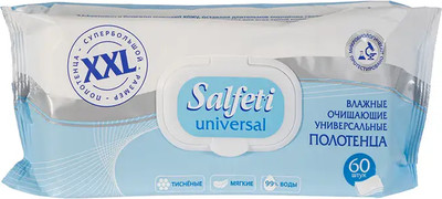 Влажные салфетки Salfeti Полотенца очищающие универсальные XXL (60шт)