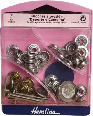 Набор кнопок для одежды Hemline H405S.N 15мм (12шт, серебристый)