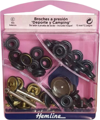 Набор кнопок для одежды Hemline H405S.O 15мм (12шт, черный)