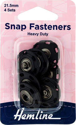 Набор кнопок для одежды Hemline H424.XXL.BK XL (4шт, черный)