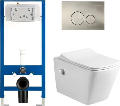 Унитаз подвесной с инсталляцией Amore di Mare Garda Bidet P310X + QuickFit 50114 + кнопка 303BN