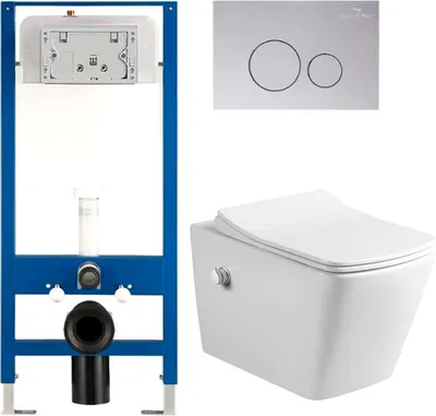 Унитаз подвесной с инсталляцией Amore di Mare Garda Bidet P310X + QuickFit 50114 + кнопка 303CH