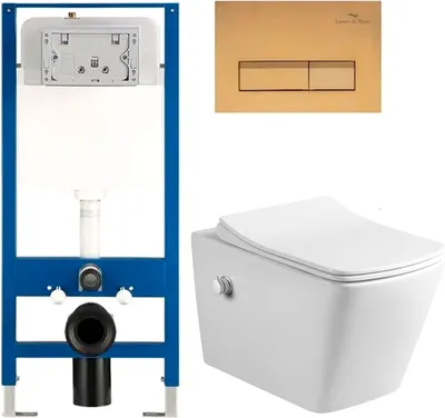Унитаз подвесной с инсталляцией Amore di Mare Garda Bidet P310X + QuickFit 50114 + кнопка 404G