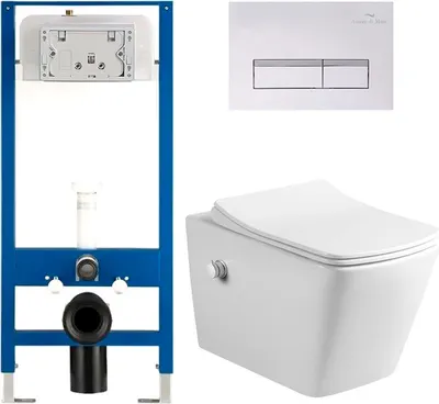 Унитаз подвесной с инсталляцией Amore di Mare Garda Bidet P310X + QuickFit 50114 + кнопка 404W