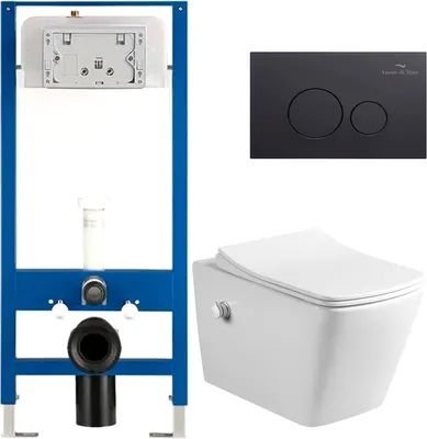 Унитаз подвесной с инсталляцией Amore di Mare Garda Bidet P310X + QuickFit 50114 + кнопка 303MB