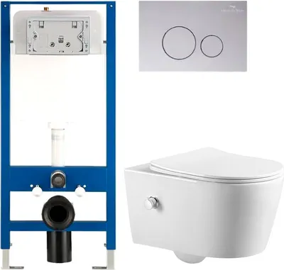 Унитаз подвесной с инсталляцией Amore di Mare Temo Bidet P322X + QuickFit 50114 + кнопка 303CH
