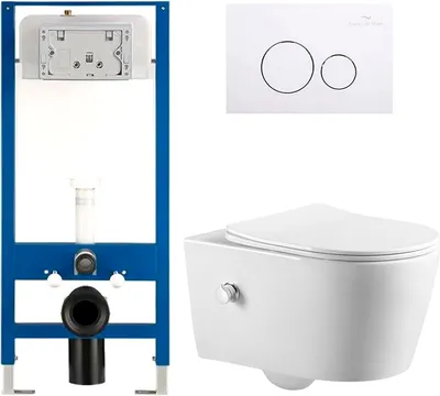 Унитаз подвесной с инсталляцией Amore di Mare Temo Bidet P322X + QuickFit 50114 + кнопка 303W
