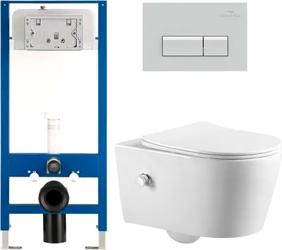 Унитаз подвесной с инсталляцией Amore di Mare Temo Bidet P322X + QuickFit 50114 + кнопка 404CH
