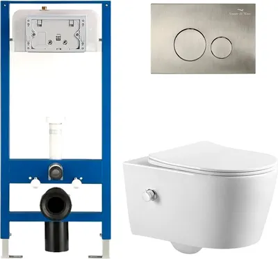 Унитаз подвесной с инсталляцией Amore di Mare Temo Bidet P322X + QuickFit 50114 + кнопка 303BN