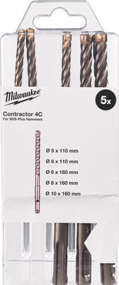 Набор буров Milwaukee Contractor 4C 5/6х110мм и 6/8/10х160мм / 4932498909
