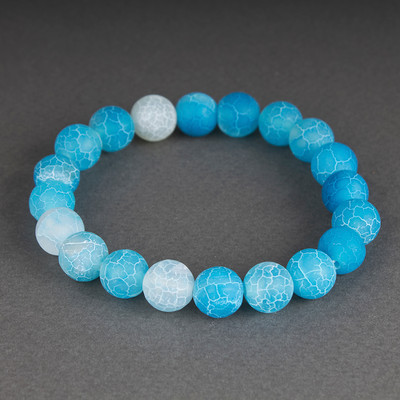 Браслет Wolves Агат Африканский матовый 6552 (р.22, голубой)