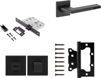 Комплект дверной фурнитуры Code Deco H-30118-A-BLM/B с фиксатором (матовый черный)