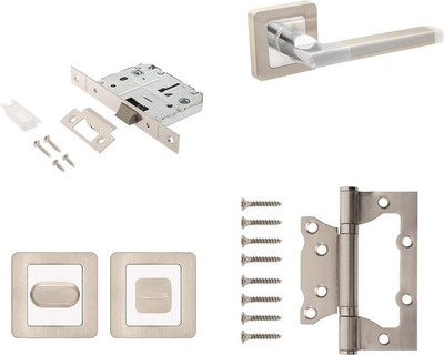 Комплект дверной фурнитуры Code Deco H-22050-A-NIS/CR с фиксатором (матовый никель/хром)