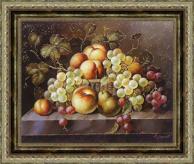 Картина Декарт Натюрморт яблоки и виноград 8Л1490 (в раме)