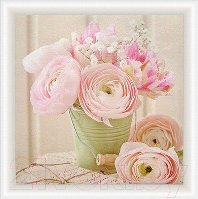 Картина Декарт Нежный розовый букет 8Л1504 (в раме)