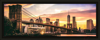 Картина Декарт Закат у Бруклинского моста в Нью-Йорке 8Л1508 (в раме)