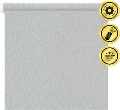 Рулонная электроштора НеоФьюжен Оливия 100х250 правая (серый, белая фурнитура)