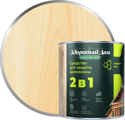 Защитно-декоративный состав Здоровый дом 2в1 Бесцветный (800л)