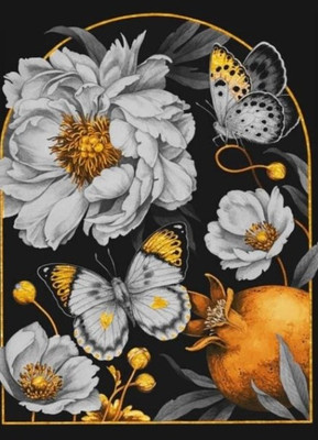 Картина по номерам ILikeGift Белые цветы и бабочки / BHR0573