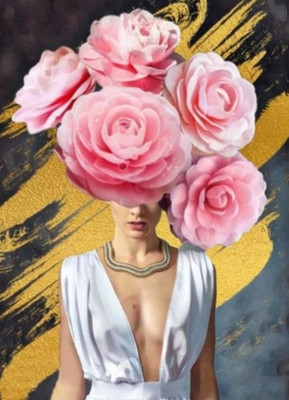 Картина по номерам ILikeGift Девушка с розами / HR0688