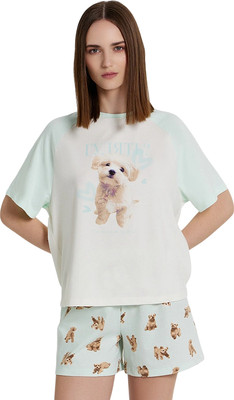 Пижама Mark Formelle 592535 (р.164/170-88-94, светло-молочный/собачки на светлой мяте)
