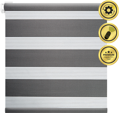 Рулонная электроштора НеоФьюжен Баланс 130х250 правая (темно-серый, белая фурнитура)