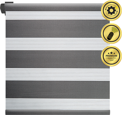 Рулонная электроштора НеоФьюжен Баланс 170х250 правая (темно-серый, черная фурнитура)