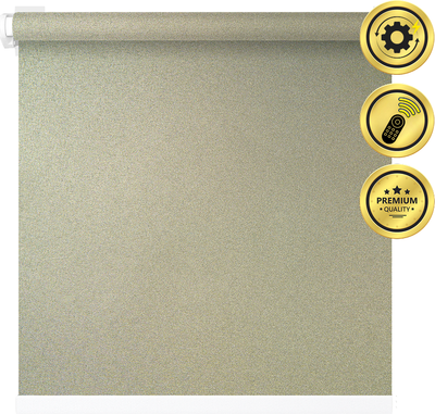 Рулонная электроштора НеоФьюжен Мегаполис 110х250 левая (золотистый, белая фурнитура)