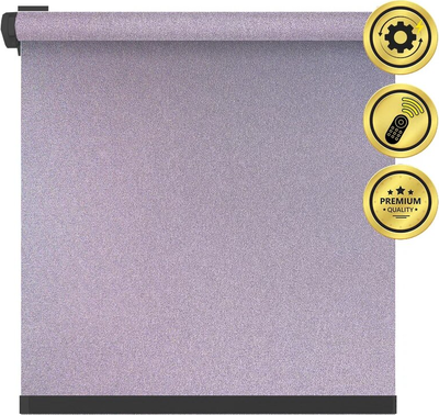 Рулонная электроштора НеоФьюжен Мегаполис 210х250 левая (розовый, черная фурнитура)