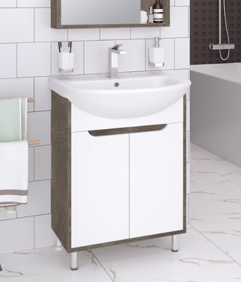 Тумба под умывальник Runo Эко 50 (напольная, белый/железный камень)