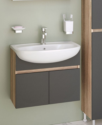 Тумба под умывальник Runo Лада 60 (подвесная, дуб/графит)