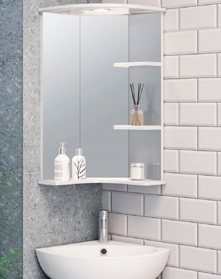 Шкаф с зеркалом для ванной Runo Браво 40 угловой