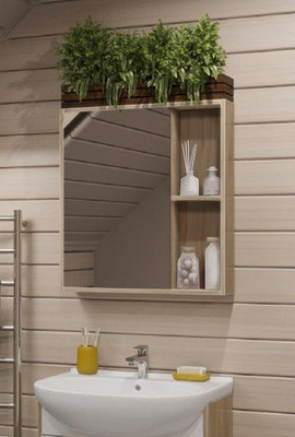 Шкаф с зеркалом для ванной Runo Эко 60 (лиственница)