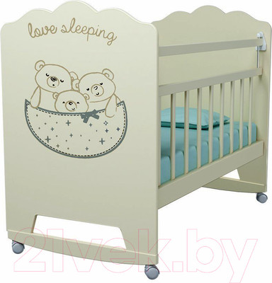 Детская кроватка VDK Love Sleeping колесо-качалка (слоновая кость)