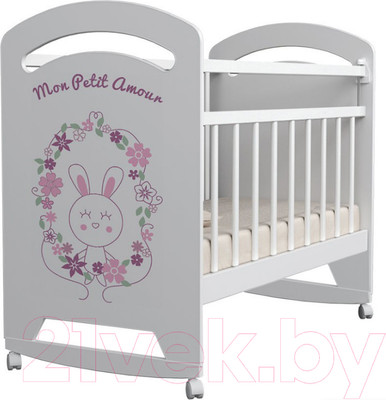 Детская кроватка VDK Mon Amur колесо-качалка (белый)