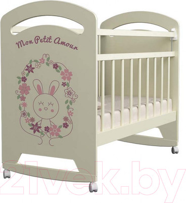 Детская кроватка VDK Mon Amur колесо-качалка (слоновая кость)