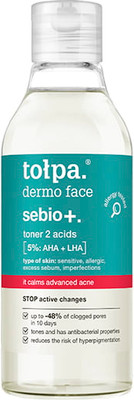 Тоник для лица Tolpa Dermo Face Sebio+ 2 кислоты (200мл)