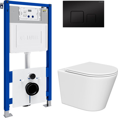 Унитаз подвесной с инсталляцией Lauter Longer 2110822 с кнопкой 219704F (квадратная, черный)