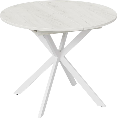 Обеденный стол ТриЯ Мэдисон раздвижной Тип 1 (белый муар/дуб крафт белый)