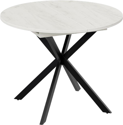 Обеденный стол ТриЯ Мэдисон раздвижной Тип 1 (черный муар/дуб крафт белый)