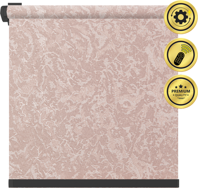 Рулонная электроштора НеоФьюжен Джерси 150х250 правая (пыльная роза, черная фурнитура)