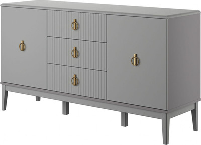 Тумба Bravo Мебель Фарго 2 дв. 3 ящ. (серый шифер/лак антрацит)