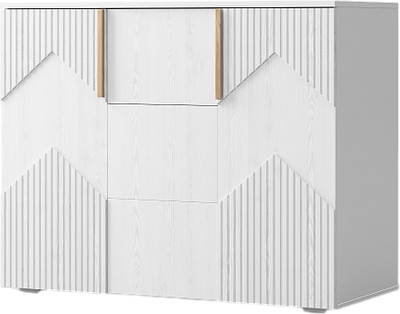 Тумба Мебель-КМК 2Д3Я Оливия КМК 0971.2 (белый текстурный/М3 ясень белый текстурный)