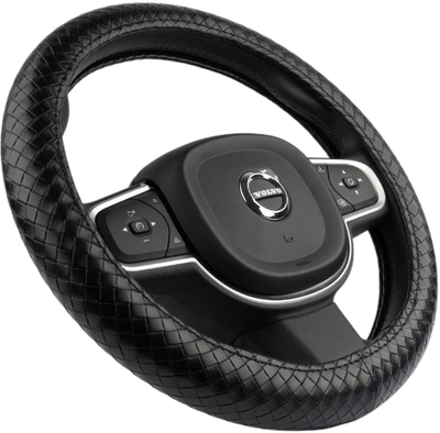Оплетка на руль Migas 1 шов Тисненая Коса р. 37-39 / 007 (экокожа, черный)