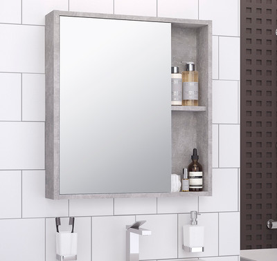 Шкаф с зеркалом для ванной Runo Эко 52 (серый бетон)