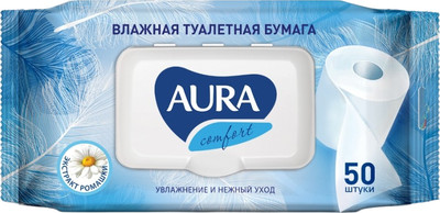 Влажная туалетная бумага Aura Ultra Comfort (50шт)