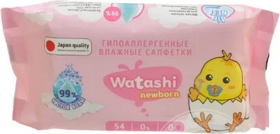 Влажные салфетки детские Watashi 54шт