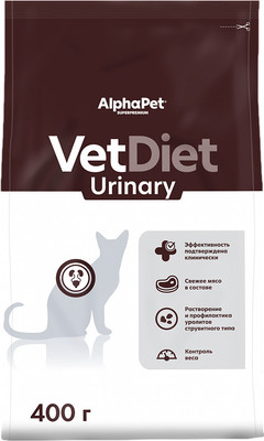 Сухой ветеринарный корм для кошек AlphaPet Vet Diet Urinary / 191325 (400г)