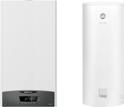 Комплект газового котла с бойлером Ariston Clas XC System 28 FF NG (93301680) + Royal Thermo Aquatec (Inox RTWX 150) (дымоход в подарок)