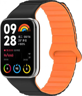 Ремешок для умных часов Rumi Magnetic Loop для Xiaomi Mi Smart Band 8 Pro/Redmi Watch 4 (черный/оранжевый)